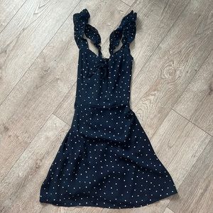 Aritzia Sunday Best Dress - Navy Blue with White Hearts
